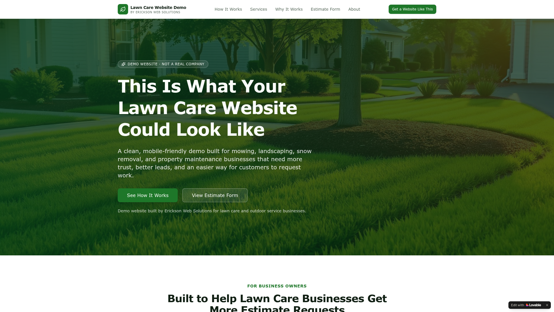 Lawn Care Website preview