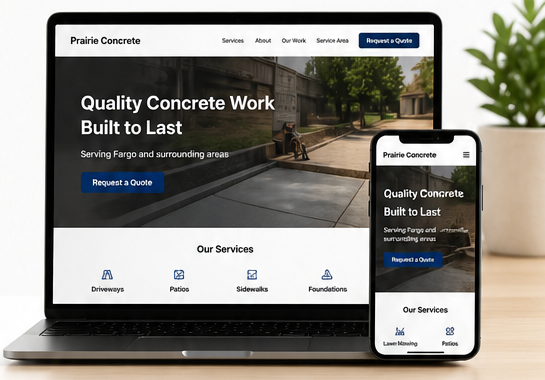 Sample local service business website on a phone and laptop